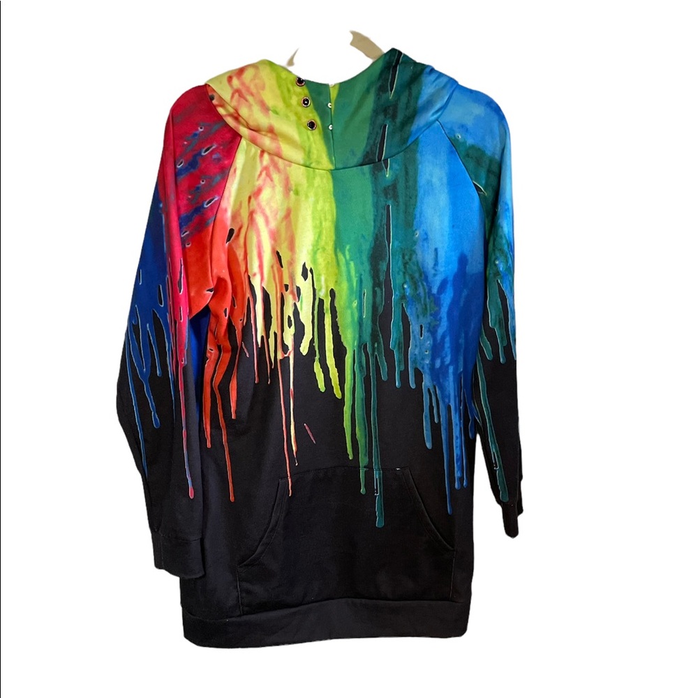 Man Li Shang hooded sweatshirt painted artistic look